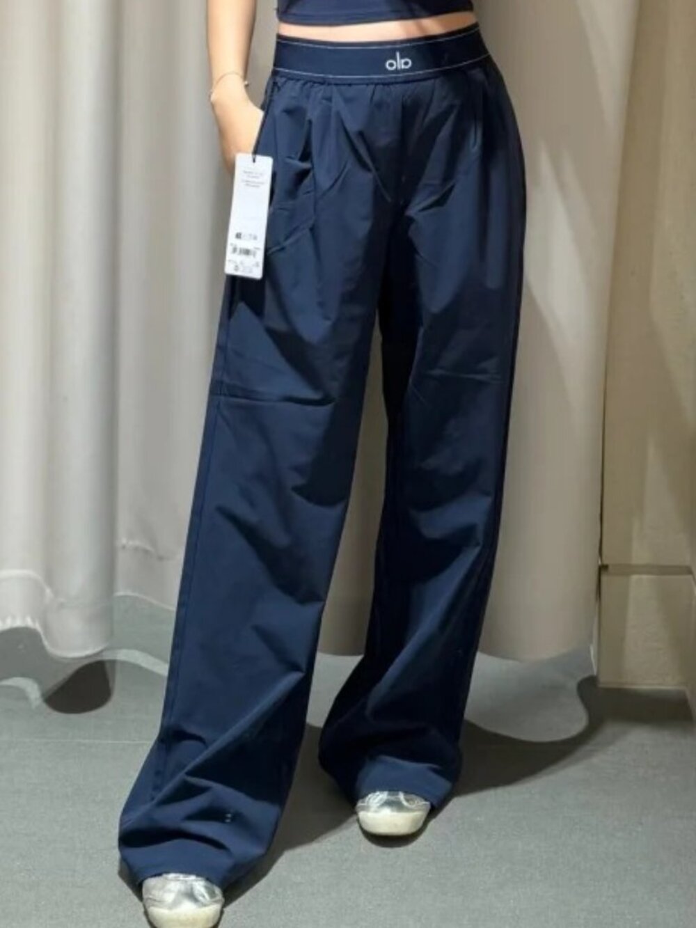 NWT Alo Yoga Suit Up Trouser Navy Wide Leg Pant 🤍 30" Inseam ✈️ Office & Trave